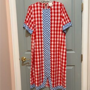 Sail to Sable Red and Blue Checkered Midi Dress